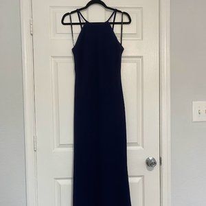 Calvin Klein Navy Blue Low Back Halter Dress